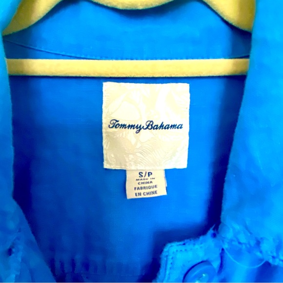 Tommy Bahama Two Palms Linen Raw-Edge Jacket in brilliant blue. Like new. - Picture 2 of 8